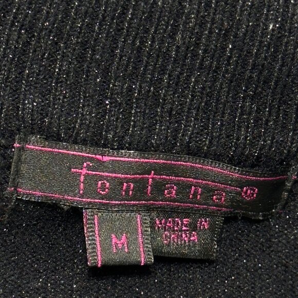 FONTANA Women’s Sweater Gray Black Jeweled Zipper Stretch LS Mock Turtle Size M - Picture 8 of 11